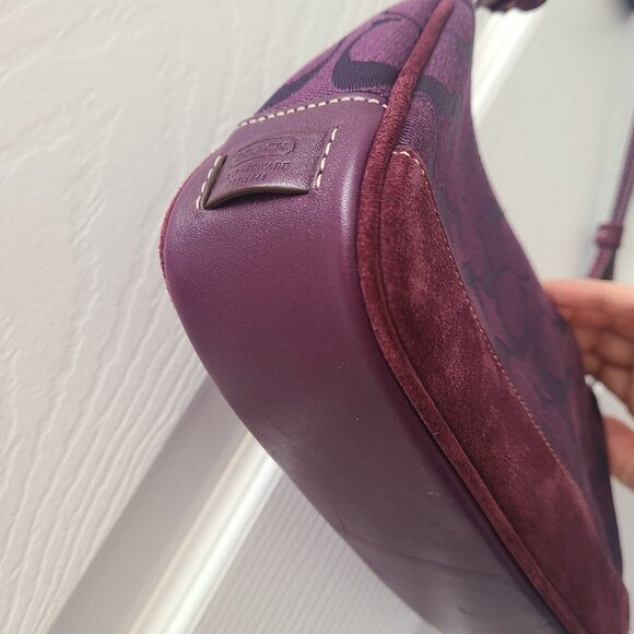 Coach Y2K Demi Baguette Bag Wristlet Signature Monogram Purple Leather Trim 6094 - Picture 8 of 10